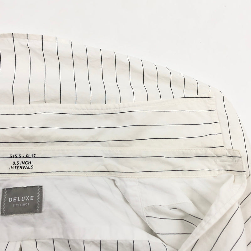 【現状渡し品】【メンズ】 DELUXE デラックス STRIPE COTTON LS SHIRT ストライプ コットン 長袖シャツ トップス 145-260912-hn-01-fur サイズ：M カラー：ホワイト 万代Net店