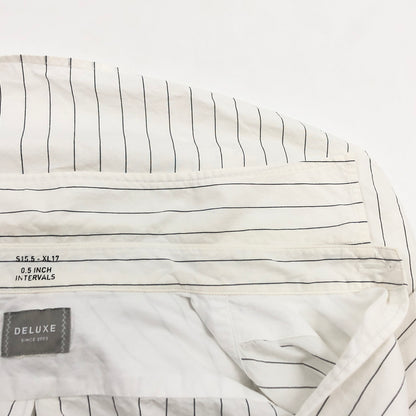 【現状渡し品】【メンズ】 DELUXE デラックス STRIPE COTTON LS SHIRT ストライプ コットン 長袖シャツ トップス 145-260912-hn-01-fur サイズ：M カラー：ホワイト 万代Net店
