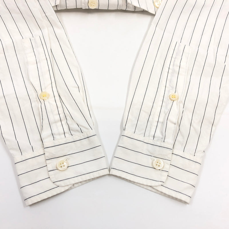 【現状渡し品】【メンズ】 DELUXE デラックス STRIPE COTTON LS SHIRT ストライプ コットン 長袖シャツ トップス 145-260912-hn-01-fur サイズ：M カラー：ホワイト 万代Net店