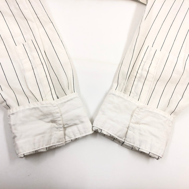 【現状渡し品】【メンズ】 DELUXE デラックス STRIPE COTTON LS SHIRT ストライプ コットン 長袖シャツ トップス 145-260912-hn-01-fur サイズ：M カラー：ホワイト 万代Net店