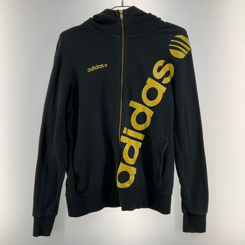 【中古品】【メンズ】 adidas アディダス ビッグロゴ金色　ジップアップパーカー 161-260322-SS-07-iwa サイズ：M カラー：ブラック 万代Net店