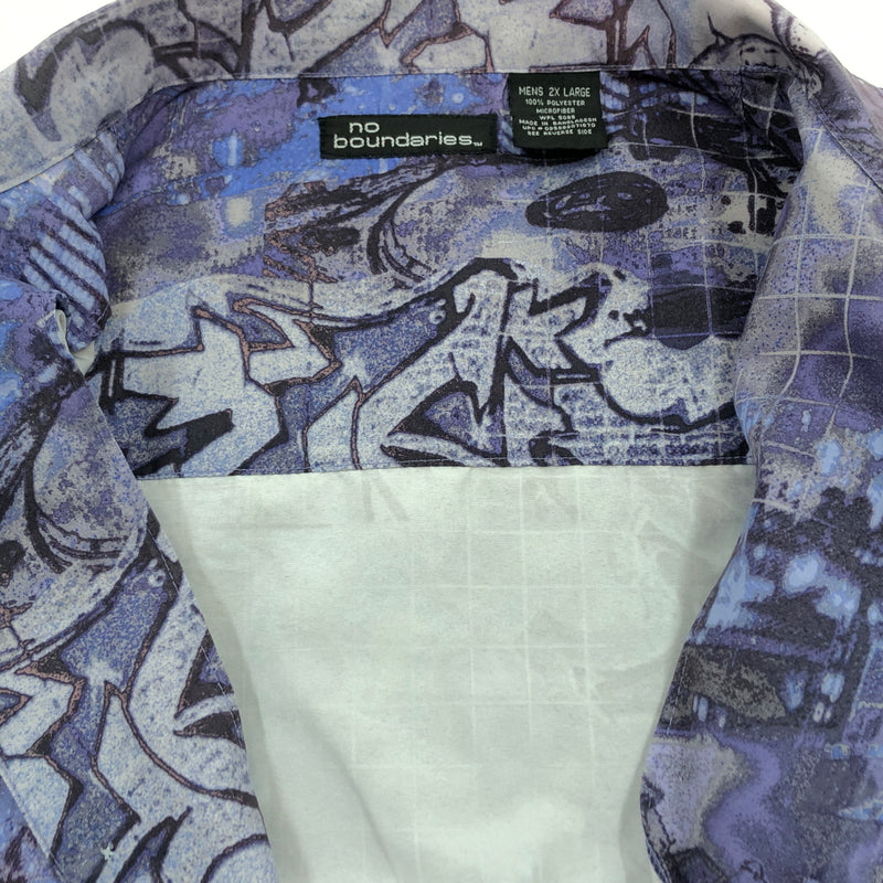 【中古品】【メンズ】 NO BOUNDARIES ノーバウンダリーズ DESIGN SS SHIRT デザイン 半袖シャツ カジュアルシャツ トップス 146-260912-hn-06-fur サイズ：2XL カラー：パープル 万代Net店
