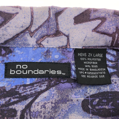 【中古品】【メンズ】 NO BOUNDARIES ノーバウンダリーズ DESIGN SS SHIRT デザイン 半袖シャツ カジュアルシャツ トップス 146-260912-hn-06-fur サイズ：2XL カラー：パープル 万代Net店