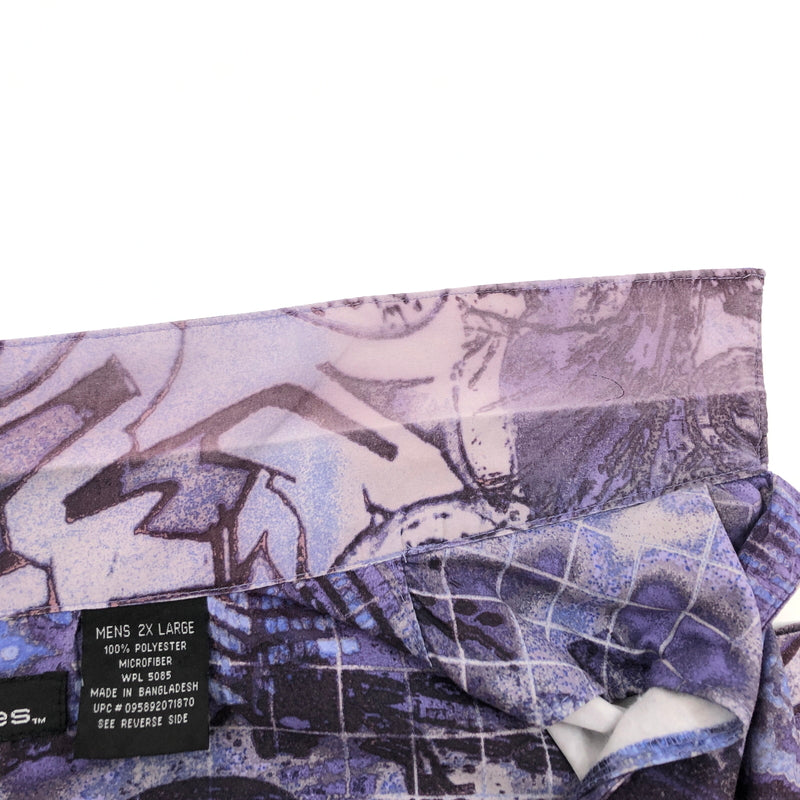 【中古品】【メンズ】 NO BOUNDARIES ノーバウンダリーズ DESIGN SS SHIRT デザイン 半袖シャツ カジュアルシャツ トップス 146-260912-hn-06-fur サイズ：2XL カラー：パープル 万代Net店