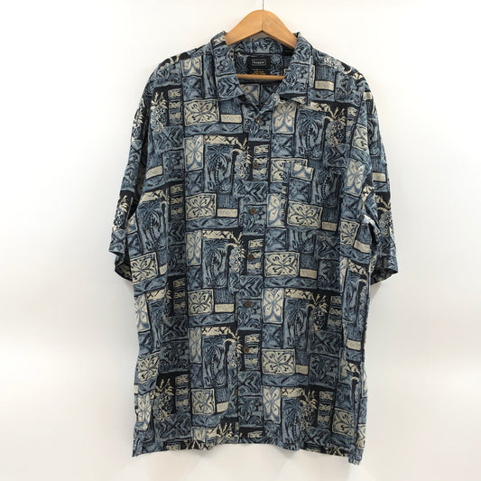 【中古品】【メンズ】 HAGGER ハガー SILK S/S SHIRT 総柄 シルク 半袖シャツ カジュアルシャツ トップス 146-260624-hn-07-fur サイズ：XXL カラー：ブルー/ホワイト系 万代Net店