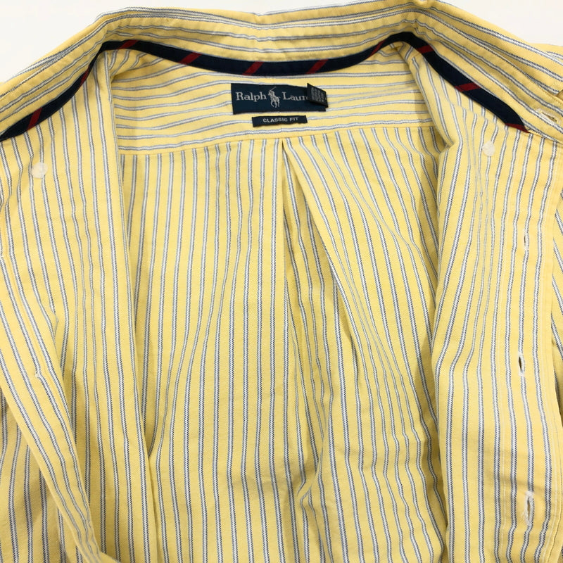 【中古品】【メンズ】 RALPH LAUREN ラルフローレン STRIPE LS BD SHIRT ストライプ ボタンダウン 長袖シャツ カジュアルシャツ トップス 146-260914-hn-02-fur サイズ：XL カラー：イエロー 万代Net店
