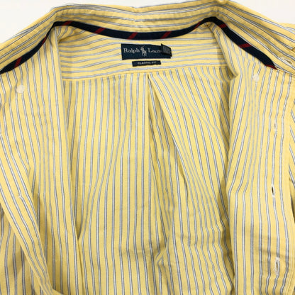 【中古品】【メンズ】 RALPH LAUREN ラルフローレン STRIPE LS BD SHIRT ストライプ ボタンダウン 長袖シャツ カジュアルシャツ トップス 146-260914-hn-02-fur サイズ：XL カラー：イエロー 万代Net店