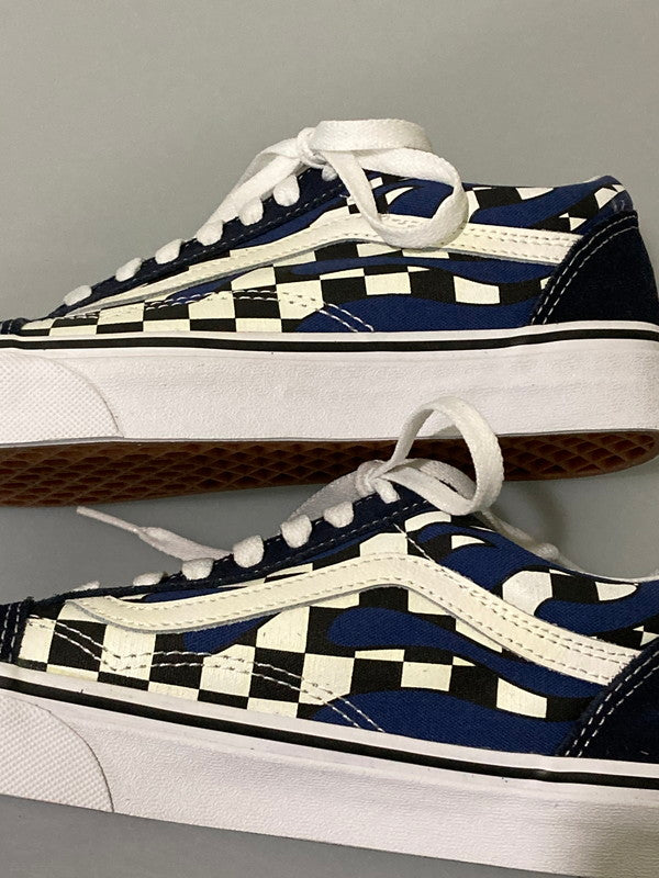 【中古品】【レディース】 VANS バンズ VN0A38G1RX6 OLD SKOOL CHECKER FLAME オールドスクール チェッカーフィルム スニーカー シューズ 靴 166-241104-me-18-min サイズ：24.0cm US7.5 カラー：ネイビー/ホワイト 万代Net店