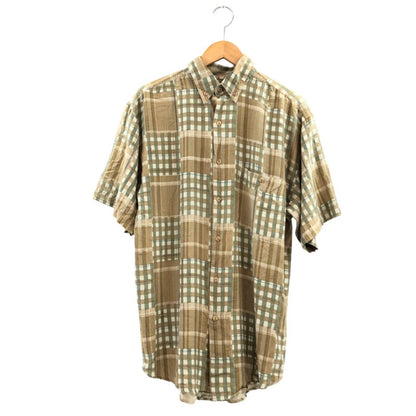 【現状渡し品】【メンズ】 GOOUCH グーチ パッチワーク半袖シャツ シルク トップス 146-251027-hn-02-fur サイズ：S カラー：ブラウン系 万代Net店