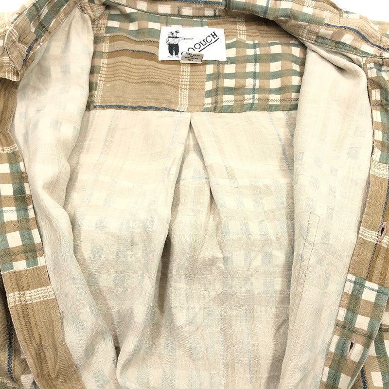 【現状渡し品】【メンズ】 GOOUCH グーチ パッチワーク半袖シャツ シルク トップス 146-251027-hn-02-fur サイズ：S カラー：ブラウン系 万代Net店