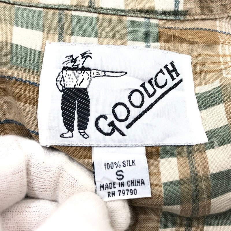 【現状渡し品】【メンズ】 GOOUCH グーチ パッチワーク半袖シャツ シルク トップス 146-251027-hn-02-fur サイズ：S カラー：ブラウン系 万代Net店