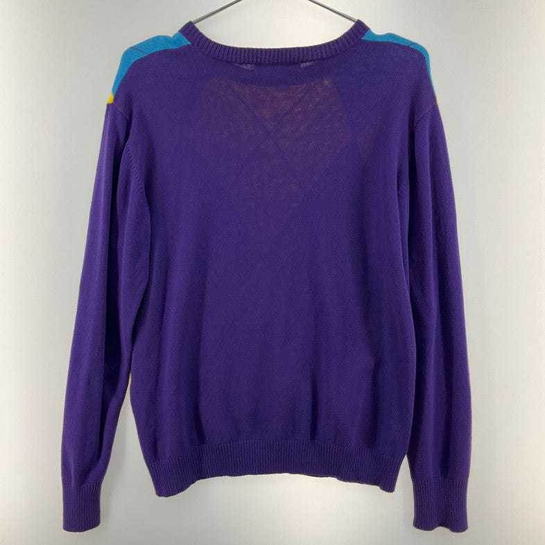 【中古品】【メンズ】 TOMMY HILFIGER トミーヒルフィガー ニット 147-260324-SS-08-iwa サイズ：M カラー：パープル イエロー ブルー 万代Net店