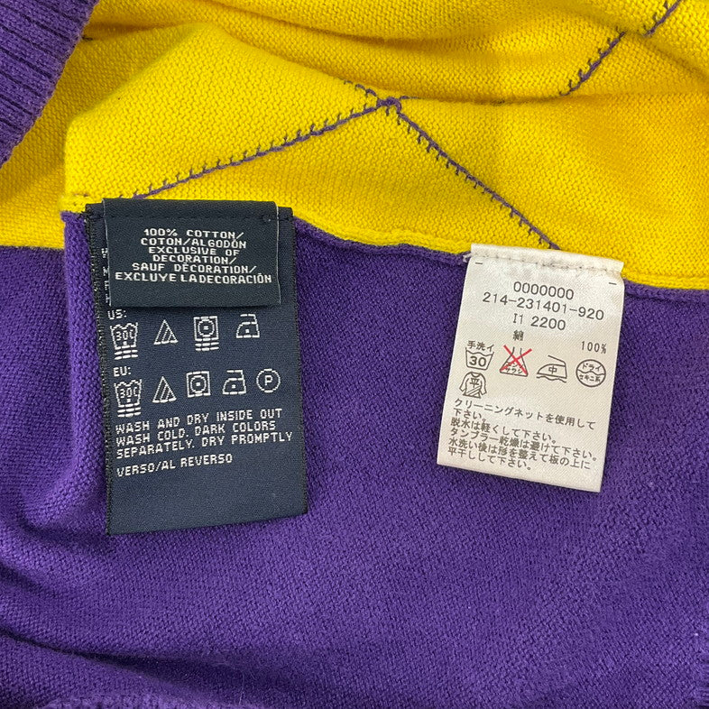 【中古品】【メンズ】 TOMMY HILFIGER トミーヒルフィガー ニット 147-260324-SS-08-iwa サイズ：M カラー：パープル イエロー ブルー 万代Net店