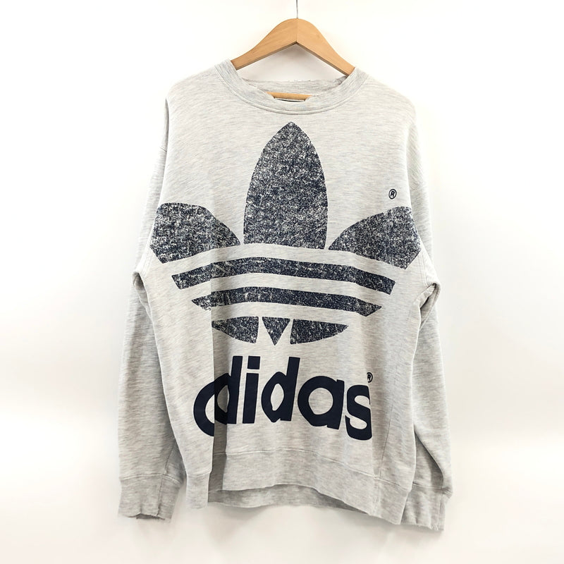 【現状渡し品】【メンズ】 ADIDAS アディダス BIG LOGO SWEATSHIRT ビッグロゴ スウェットシャツ トレーナー 長袖 トップス 146-260625-hn-01-fur サイズ：M カラー：グレー 万代Net店