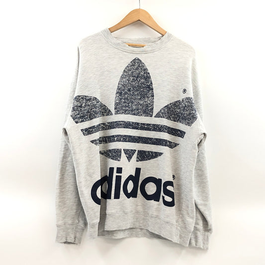 【現状渡し品】【メンズ】 ADIDAS アディダス BIG LOGO SWEATSHIRT ビッグロゴ スウェットシャツ トレーナー 長袖 トップス 146-260625-hn-01-fur サイズ：M カラー：グレー 万代Net店