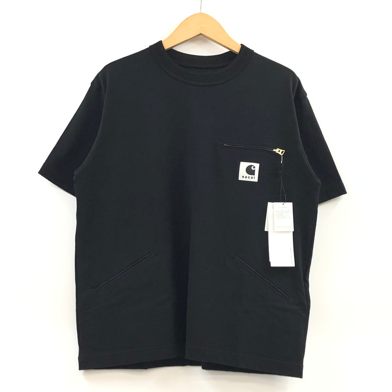 【中古品】【メンズ/レディース】 SACAI サカイ × CARHARTT WIP カーハート 26SS COTTON JERSEY T-SHIRT 26-01092S コットン ジャージー 半袖Tシャツ トップス 140-260914-hn-12-fur サイズ：1 カラー：ブラック 万代Net店