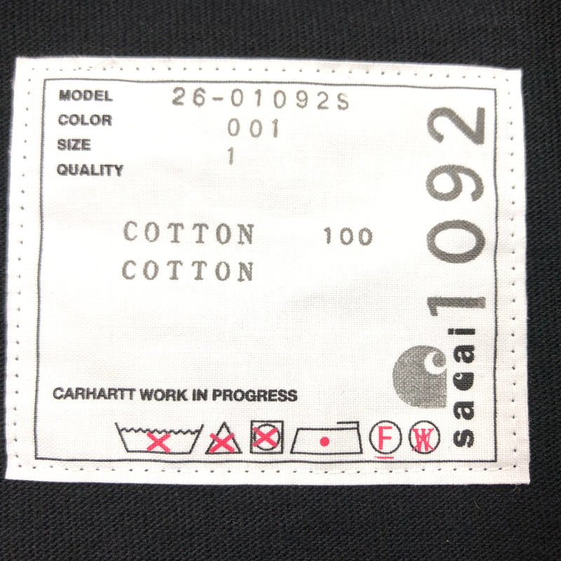 【中古品】【メンズ/レディース】 SACAI サカイ × CARHARTT WIP カーハート 26SS COTTON JERSEY T-SHIRT 26-01092S コットン ジャージー 半袖Tシャツ トップス 140-260914-hn-12-fur サイズ：1 カラー：ブラック 万代Net店