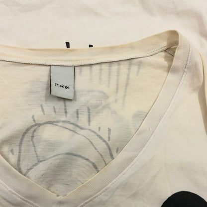 【現状渡し品】【メンズ】 PLEDGE プレッジ V-NECK PRINT S/S TEE Vネック プリント 半袖Tシャツ トップス 140-260625-hn-05-fur サイズ：48 カラー：ホワイト 万代Net店