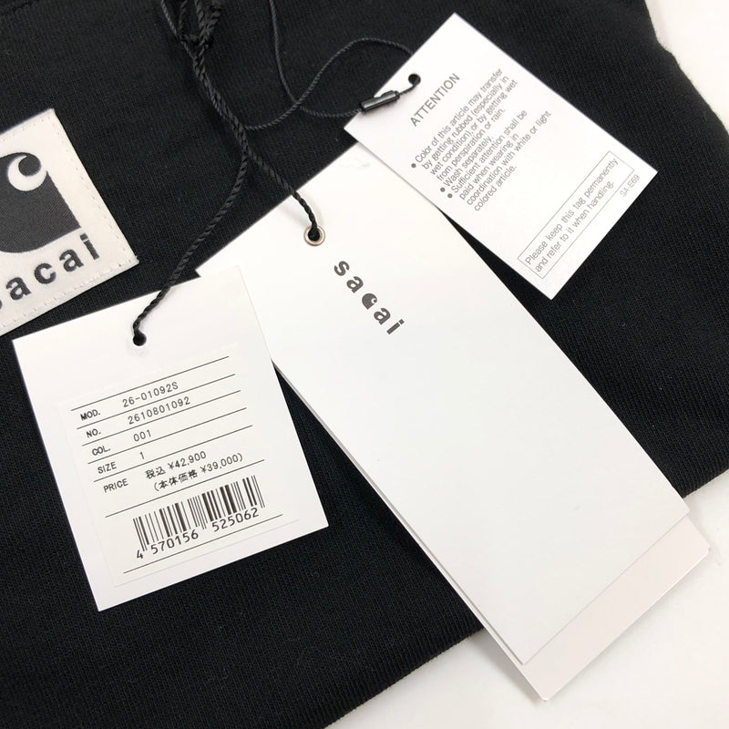 【中古品】【メンズ/レディース】 SACAI サカイ × CARHARTT WIP カーハート 26SS COTTON JERSEY T-SHIRT 26-01092S コットン ジャージー 半袖Tシャツ トップス 140-260914-hn-12-fur サイズ：1 カラー：ブラック 万代Net店
