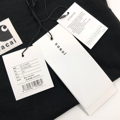 【中古品】【メンズ/レディース】 SACAI サカイ × CARHARTT WIP カーハート 26SS COTTON JERSEY T-SHIRT 26-01092S コットン ジャージー 半袖Tシャツ トップス 140-260914-hn-12-fur サイズ：1 カラー：ブラック 万代Net店