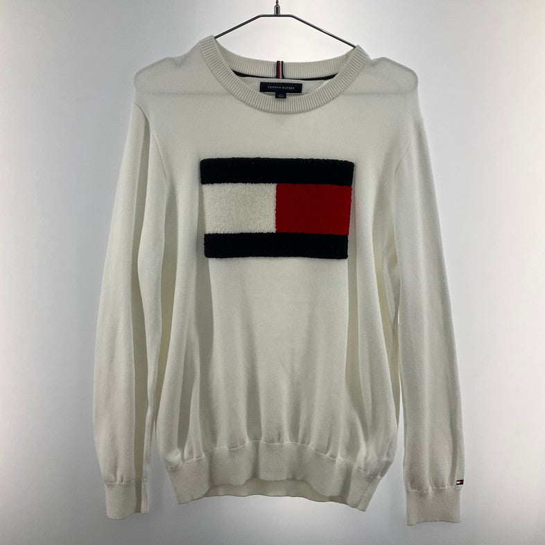 【中古品】【メンズ】 TOMMY HILFIGER トミーヒルフィガー トレーナー 147-260327-SS-03-iwa サイズ：L カラー：アイボリー 万代Net店