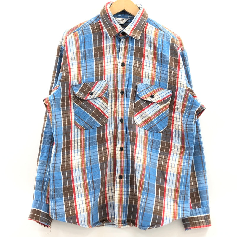 【現状渡し品】【メンズ】 FIVE BROTHER ファイブブラザー FLANNEL SHIRT フランネルシャツ カジュアルシャツ 長袖 トップス 145-260914-hn-14-fur サイズ：L カラー：ブルー系 万代Net店