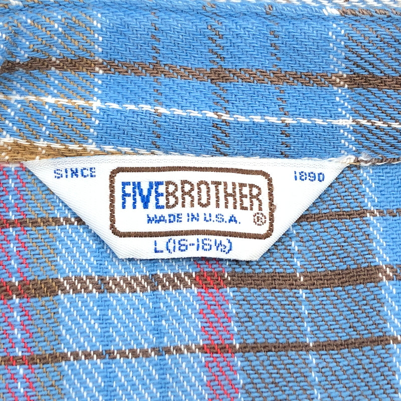 【現状渡し品】【メンズ】 FIVE BROTHER ファイブブラザー FLANNEL SHIRT フランネルシャツ カジュアルシャツ 長袖 トップス 145-260914-hn-14-fur サイズ：L カラー：ブルー系 万代Net店