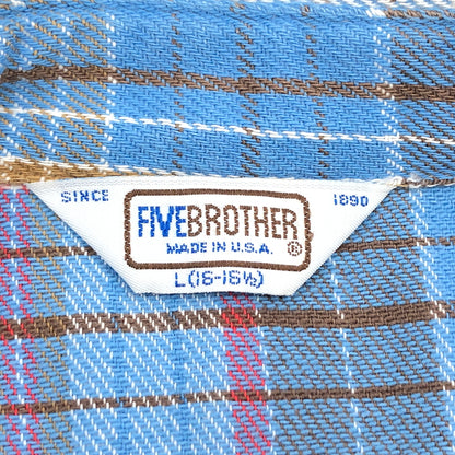 【現状渡し品】【メンズ】 FIVE BROTHER ファイブブラザー FLANNEL SHIRT フランネルシャツ カジュアルシャツ 長袖 トップス 145-260914-hn-14-fur サイズ：L カラー：ブルー系 万代Net店