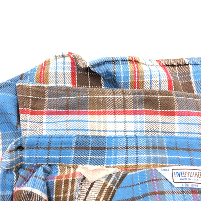 【現状渡し品】【メンズ】 FIVE BROTHER ファイブブラザー FLANNEL SHIRT フランネルシャツ カジュアルシャツ 長袖 トップス 145-260914-hn-14-fur サイズ：L カラー：ブルー系 万代Net店
