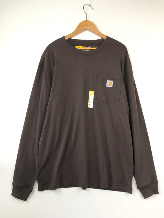 【中古品】【メンズ】 Carhartt カーハート Loose Fit Long-Sleeve Pocket T-Shirt K126 DKB ルーズ フィット ロングスリーブ ポケット Tシャツ 145-260820-YS-01-hon サイズ：M カラー：ダークブラウン 万代Net店