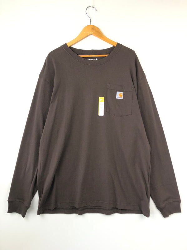【中古品】【メンズ】 Carhartt カーハート Loose Fit Long-Sleeve Pocket T-Shirt K126 DKB ルーズ フィット ロングスリーブ ポケット Tシャツ トップス 145-260820-YS-02-hon サイズ：L カラー：ダークブラウン 万代Net店