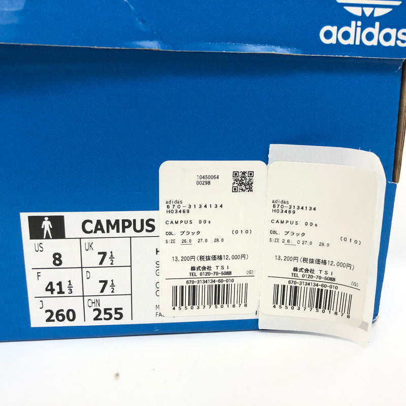 【ジャンク品】【メンズ】 adidas アディダス CAMPUS 00s H03469 キャンパス 00s スニーカー シューズ 靴 161-250720-hn-01-fur サイズ：26.0cm US 8 カラー：グレー/ブラック 万代Net店