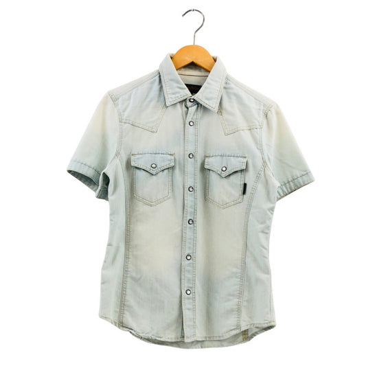 【現状渡し品】【メンズ】 Purple&Yellow パープルアンドイエロー 半袖シャツ カジュアルシャツ トップス 145-251029-hn-01-fur サイズ：S カラー：ブルー系 万代Net店