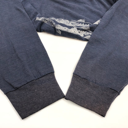 【現状渡し品】【メンズ】 SIGNAL シグナル × FLUID VISIONS フルイド・ヴィジョンズ 80S FISH PRINT L/S TEE フィッシュプリント 長袖Tシャツ トップス 146-260627-hn-04-fur サイズ：XL カラー：ネイビー 万代Net店