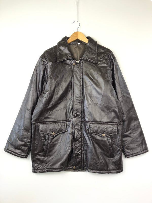 【中古品】【メンズ】 Unknown USED パッチワーク レザージャケット アウター 147-260820-YS-09-hon サイズ：LL カラー：ブラウン 万代Net店