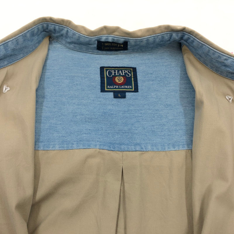 【中古品】【メンズ】 CHAPS RALPH LAUREN チャップス ラルフローレン 半袖シャツ カジュアルシャツ トップス 146-251029-hn-09-fur サイズ：L カラー：ベージュ系 万代Net店