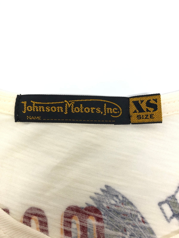 【中古品】【メンズ】 JOHNSON MOTORS ジョンソンモータース Big Chief Moto-Cycles T-Shirt - ビッグチーフ モトサイクルズ Tシャツ トップス 145-260820-YS-13-hon サイズ：XS カラー：ホワイト 万代Net店