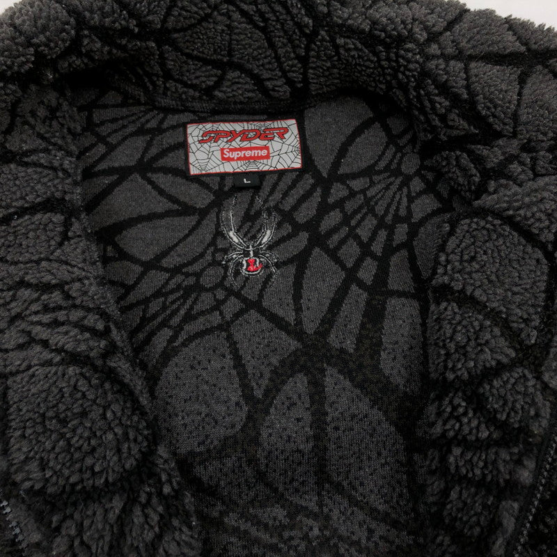 【中古品】【メンズ】 Supreme シュプリーム × Spyder スパイダー 22AW SPYDER WEB POLAR FLEECE JACKET 229632NA スパイダーウェブ ポーラーフリース ジャケット アウター 149-260405-hn-04-fur サイズ：L カラー：グレー/ブラック 万代Net店