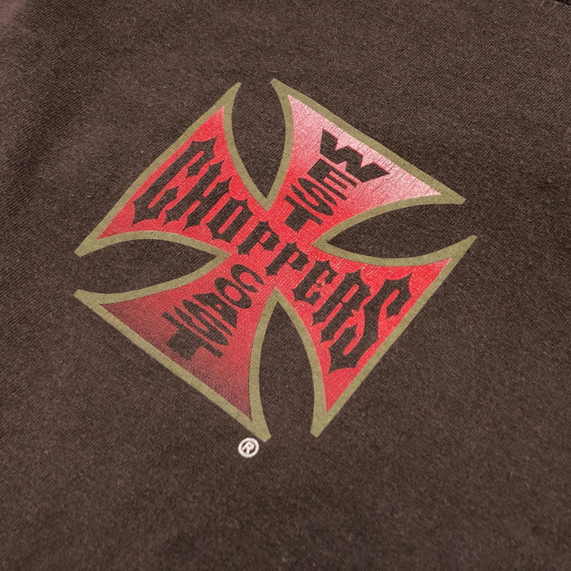 【現状渡し品】【メンズ】 JESSE WHO ジェシーフー 00S WEST COAST CHOPPERS PRINT S/S TEE ウエストコーストチョッパーズ プリント 半袖シャツ トップス 146-260628-hn-06-fur サイズ：L カラー：ブラウン 万代Net店