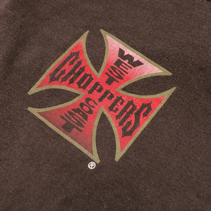 【現状渡し品】【メンズ】 JESSE WHO ジェシーフー 00S WEST COAST CHOPPERS PRINT S/S TEE ウエストコーストチョッパーズ プリント 半袖シャツ トップス 146-260628-hn-06-fur サイズ：L カラー：ブラウン 万代Net店