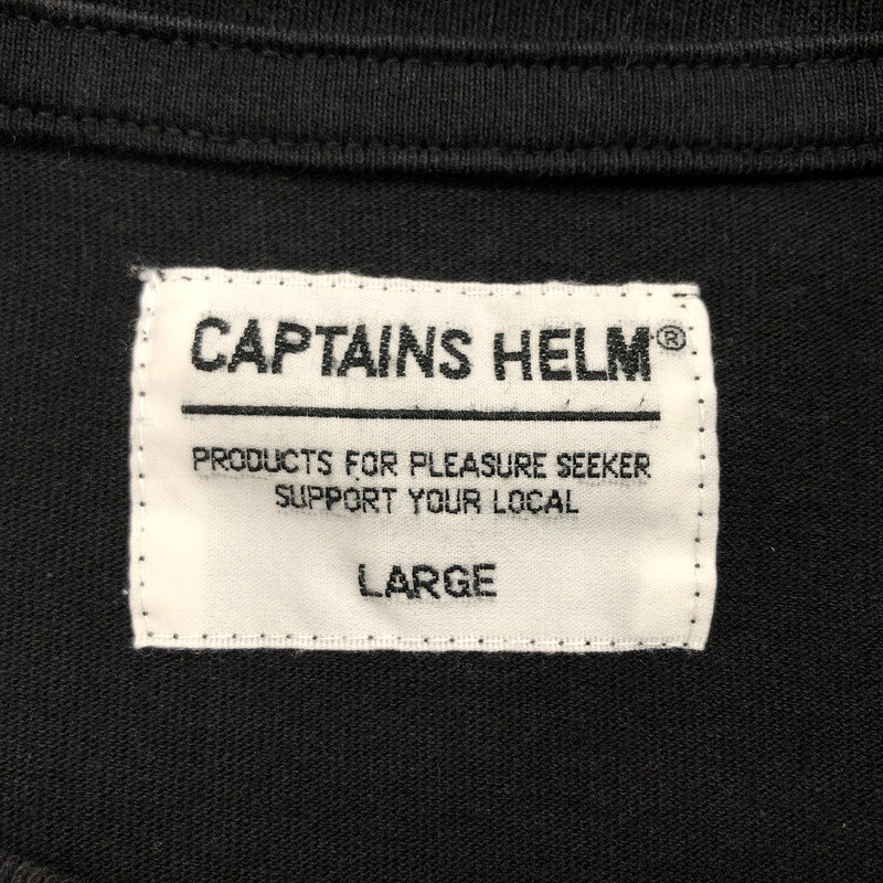 【ジャンク品】【メンズ】 CAPTAINS HELM キャプテンズヘルム L/S TEE ロングスリーブ 長袖Tシャツ トップス 142-250721-hn-03-fur サイズ：L カラー：ブラック/ホワイト 万代Net店