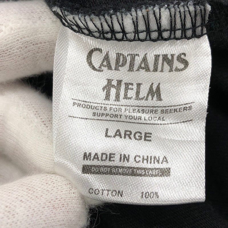 【ジャンク品】【メンズ】 CAPTAINS HELM キャプテンズヘルム L/S TEE ロングスリーブ 長袖Tシャツ トップス 142-250721-hn-03-fur サイズ：L カラー：ブラック/ホワイト 万代Net店