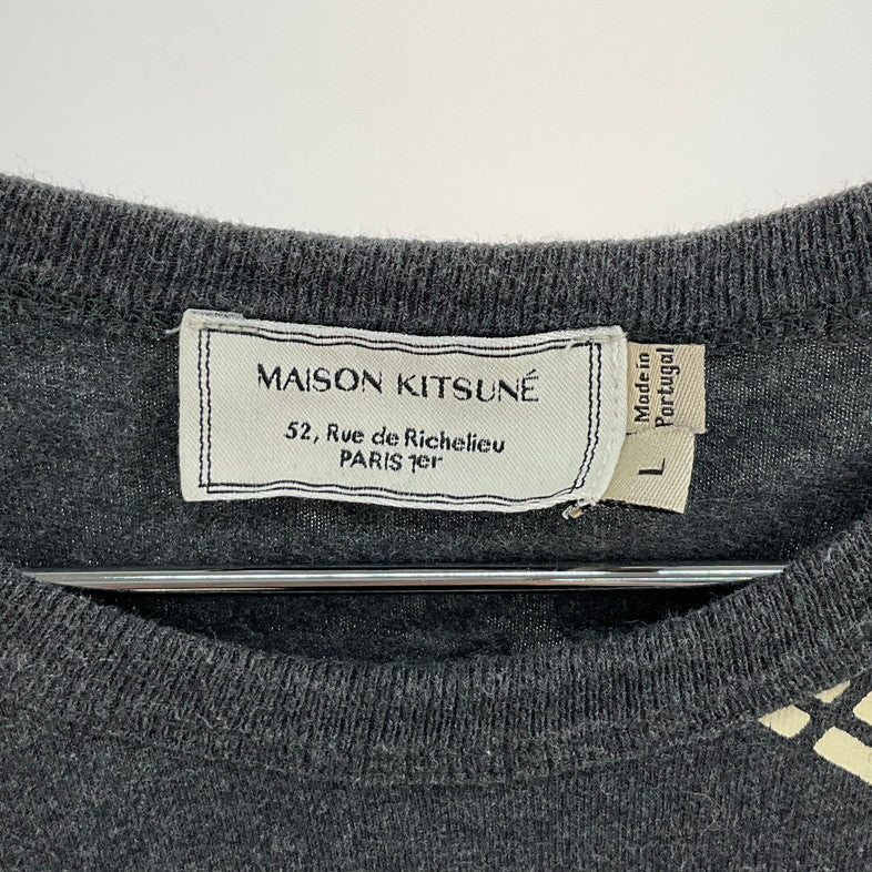 【中古品】【メンズ】 MAISON KITSUNE メゾンキツネ S/SプリントTee 141-260329-SS-07-iwa サイズ：L カラー：グレー 万代Net店