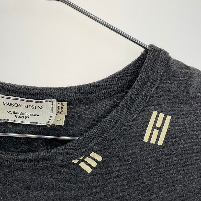 【中古品】【メンズ】 MAISON KITSUNE メゾンキツネ S/SプリントTee 141-260329-SS-07-iwa サイズ：L カラー：グレー 万代Net店