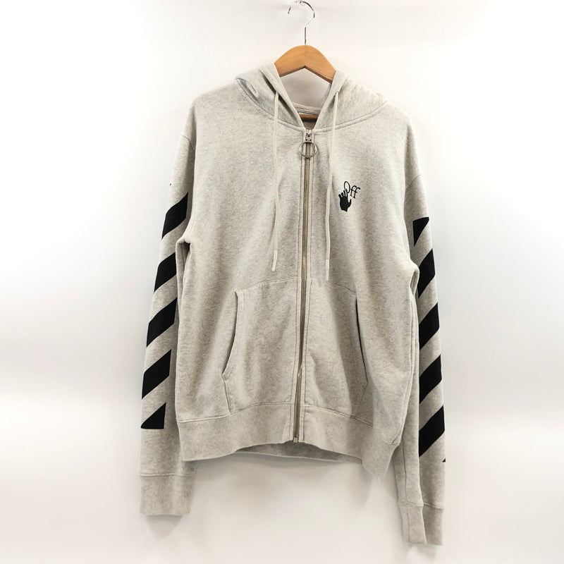 【中古品】【メンズ】 OFF-WHITE オフホワイト ZIP UP HOODIE OMBE001F20FLE007 ジップアップ フーディ パーカー スウェット トップス 142-260628-hn-09-fur サイズ：L カラー：グレー 万代Net店