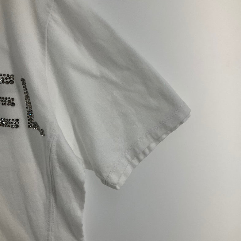 【中古品】【メンズ】 1piu1uguale3 RELAX ウノピゥウノウグァーレトレ リラックス UST-23034JI RHINE STONE S/S TEE 141-260329-SS-08-iwa サイズ：L カラー：ホワイト 万代Net店