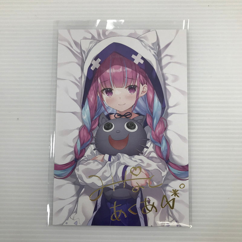 【中古美品】 ホロライブ 湊あくあ 活動4周年記念 箔押しサイン入りポストカード 053-260330-yk-10-tag 万代Net店