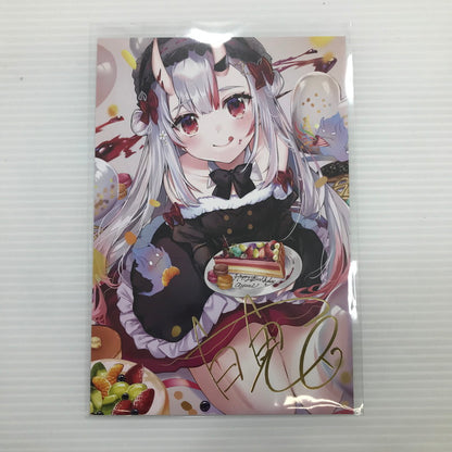 【中古美品】 ホロライブ 百鬼あやめ 誕生日記念2020 箔押しサイン入りポストカード 053-260330-yk-08-tag 万代Net店