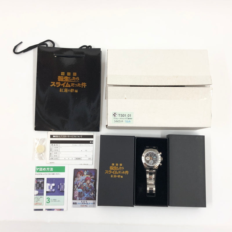 【中古美品】【メンズ/レディース】 劇場版 転生したらスライムだった件 紅蓮の絆編 サン&ムーン付きクロノグラフ腕時計 リムル シルエット アナログ クオーツ 時計 197-260919-hn-04-fur カラー：シルバー 万代Net店