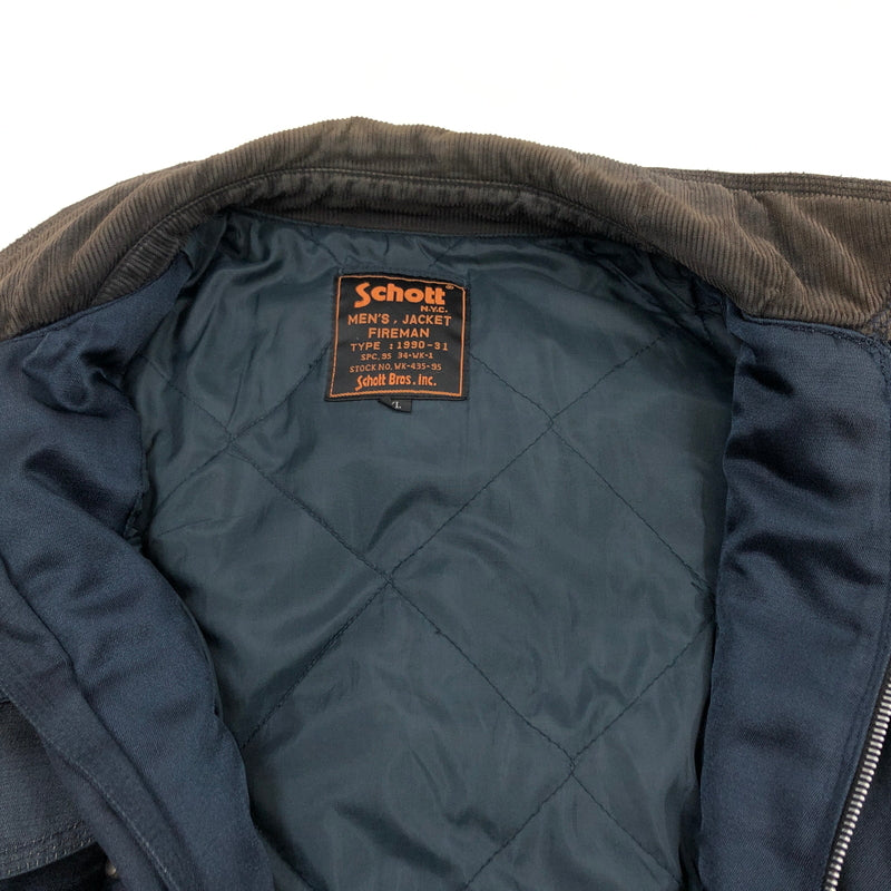 【中古品】【メンズ】 SCHOTT ショット FIREMAN JACKET WK-435-95 ファイアーマンジャケット アウター 146-260919-hn-05-fur サイズ：XL カラー：ネイビー 万代Net店